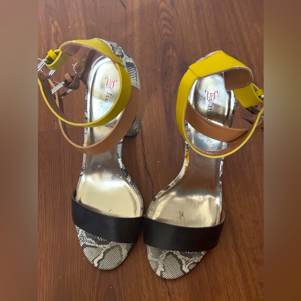 Fun And Flirty Snakeprint Color Block Heels - image 5